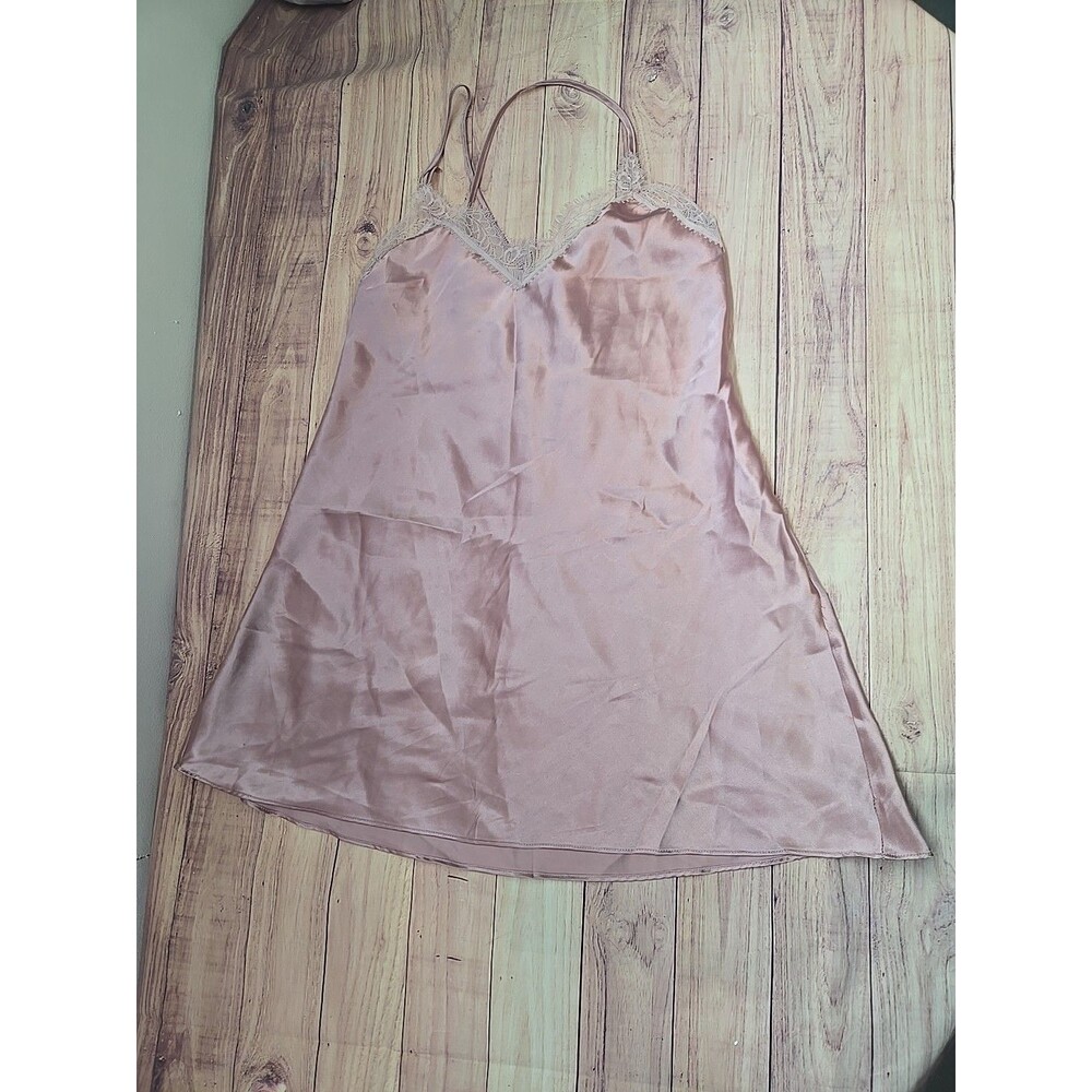 In Bloom By Jonquil Pink Satin Chemise Top Lace Sleeveless Boho Women’s Size L